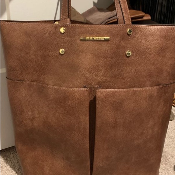 Steve Madden Brown Leather Tote Bag 